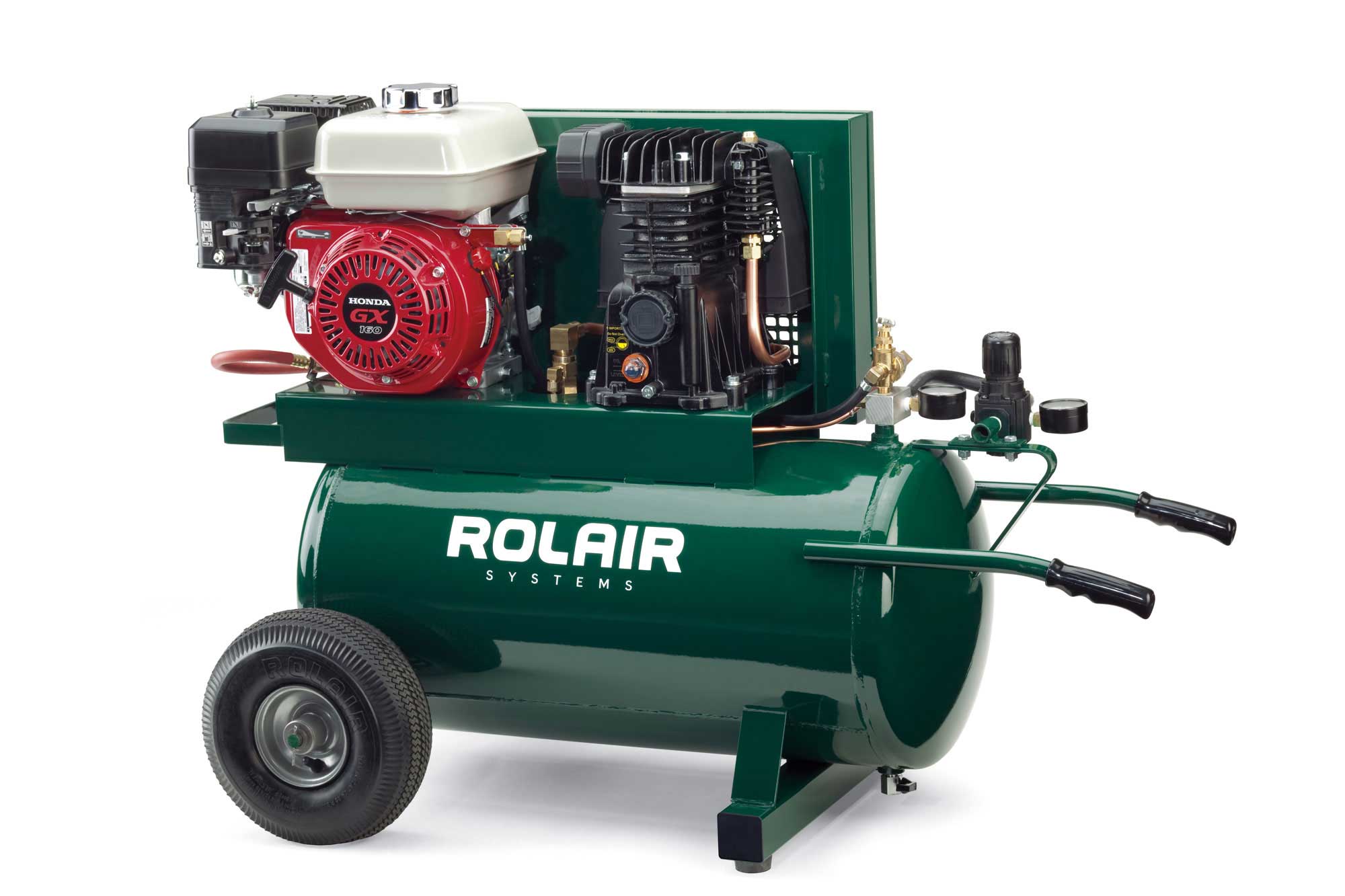 Wheeled gas Rolair compressor.