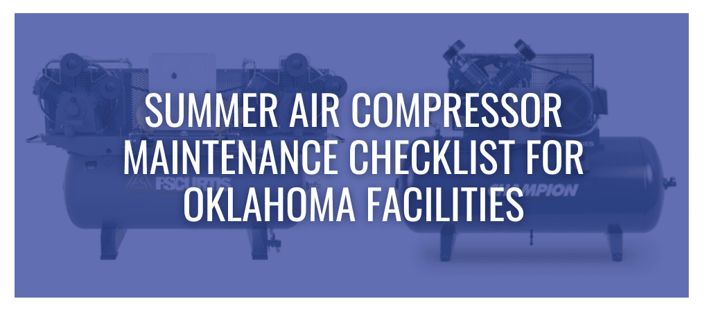 APEC technician performing air compressor maintenance on industrial rotary screw unit in Oklahoma City facility